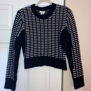 Navy Blue and White Long Sleeved Sweater Size M